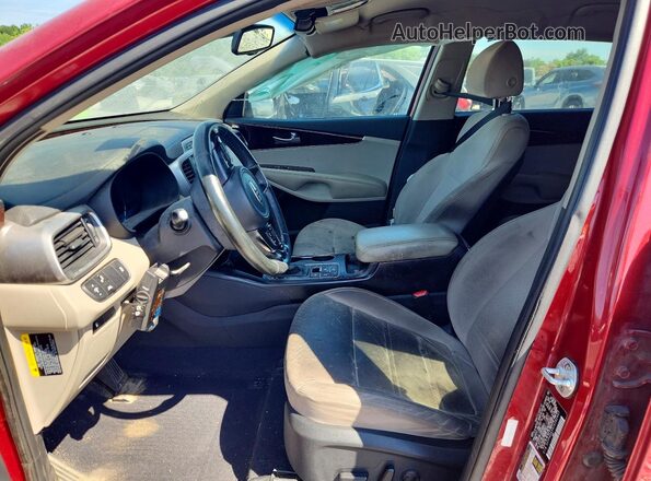5XYPGDA59JG382407 2018 KIA SORENTO Red წინა სალონის ხედი