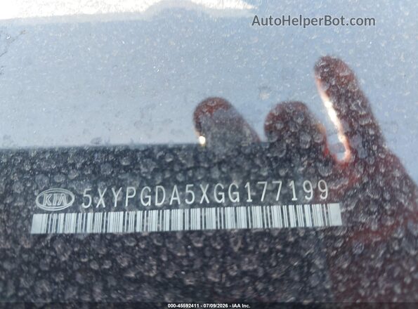 5XYPGDA5XGG177199 2016 KIA SORENTO Burgundy Widok komory silnika