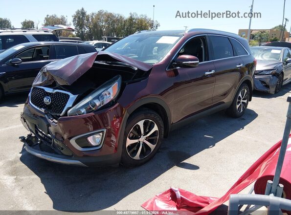 5XYPH4A13HG254264 2017 KIA SORENTO Burgundy Przód lewy