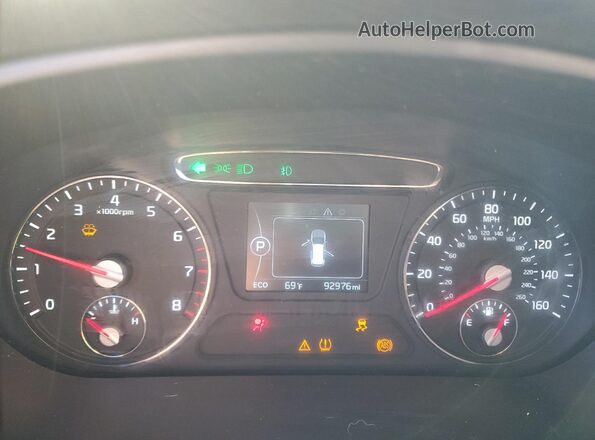 5XYPH4A16GG022482 2016 KIA SORENTO Burgundy ხელსაწყოთა პანელის ხედი