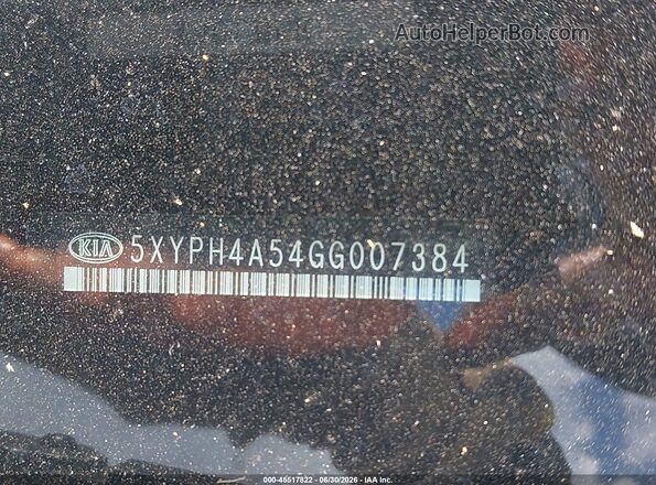 5XYPH4A54GG007384 2016 KIA SORENTO Red Widok komory silnika