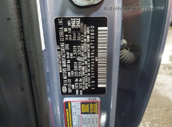 5XYPH4A59LG710800 2020 KIA SORENTO Gray Панорамний вид салону 360°