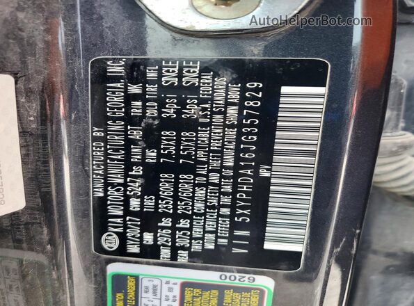 5XYPHDA16JG357829 2018 KIA SORENTO Gray Widok wnętrza 360 stopni