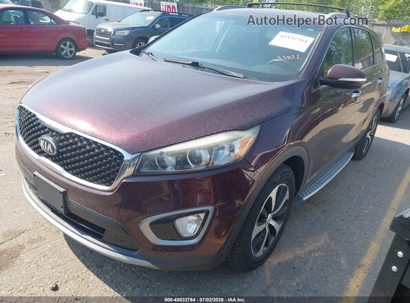 5XYPHDA55HG200791 2017 KIA SORENTO Maroon Front left
