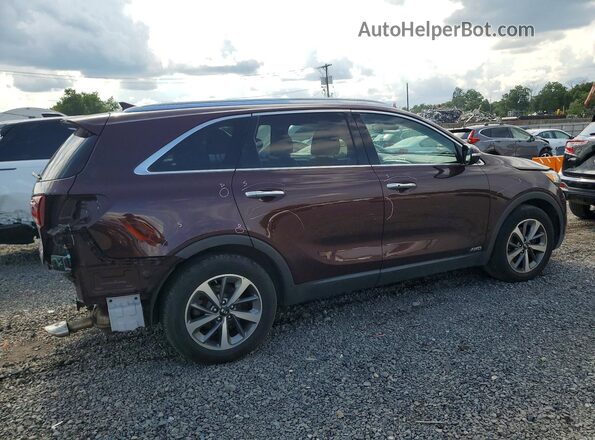 5XYPHDA55KG464343 2019 KIA SORENTO Maroon Tył prawy