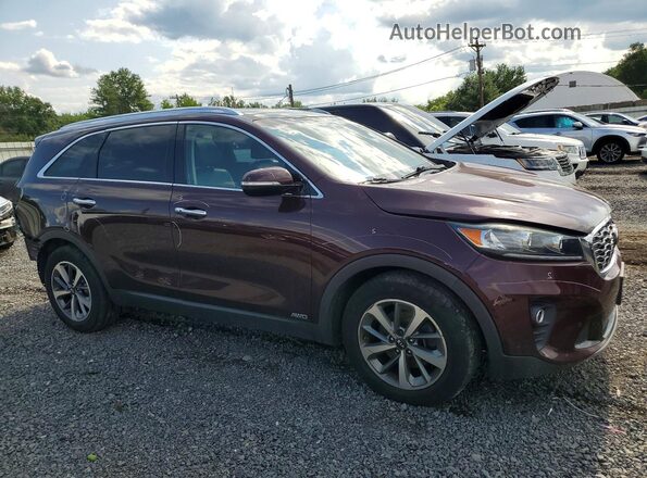 5XYPHDA55KG464343 2019 KIA SORENTO Maroon Przód prawy