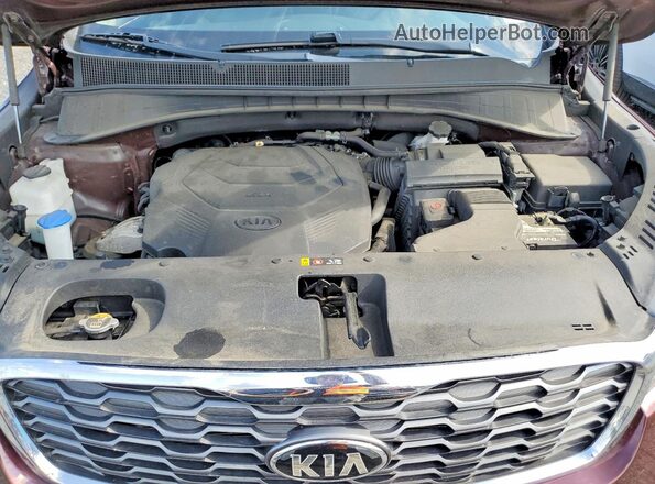 5XYPHDA55KG464343 2019 KIA SORENTO Maroon Widok komory silnika