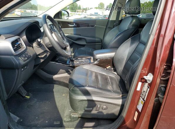 5XYPHDA55KG464343 2019 KIA SORENTO Maroon Widok wnętrza z przodu