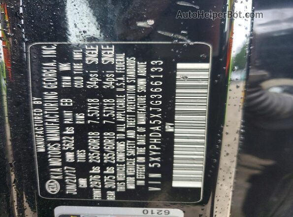 5XYPHDA5XJG366133 2018 KIA SORENTO Black Widok wnętrza 360 stopni