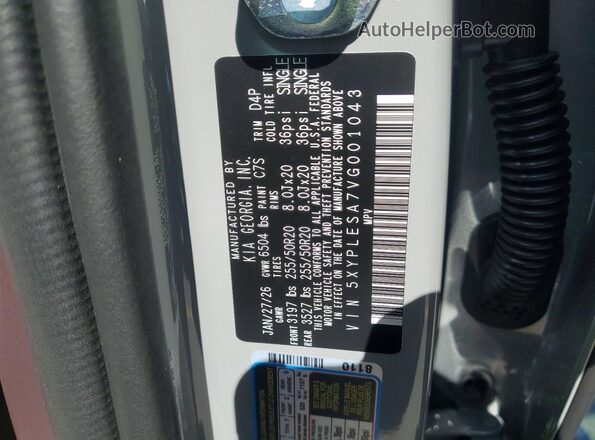 5XYPLESA7VG001043 2027 KIA TELLURIDE Gray VIN sticker view