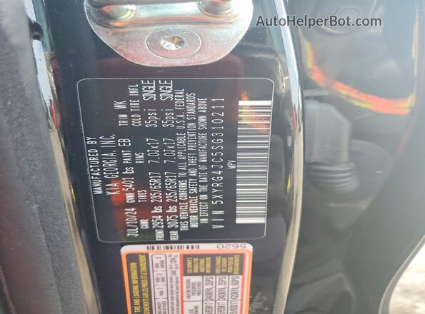 5XYRG4JC5SG310211 2025 KIA SORENTO Black Widok wnętrza 360 stopni