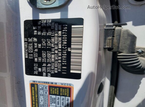 5XYRG4LC7MG067369 2021 KIA SORENTO White Շարժիչի բաժամունքի տեսք