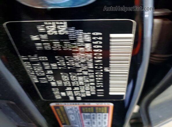 5XYRGDLC1NG089529 2022 KIA SORENTO Black Vista de la etiqueta del VIN