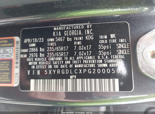 5XYRGDLCXPG200050 2023 KIA SORENTO Gray Widok komory silnika