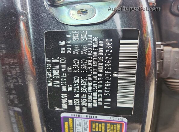 5XYRHDJF2RG272860 2024 KIA SORENTO Gray Engine compartment view