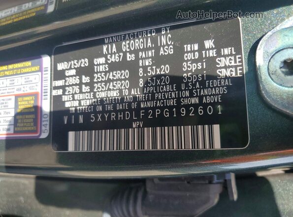 5XYRHDLF2PG192601 2023 KIA SORENTO Gray Панорамний вид салону 360°