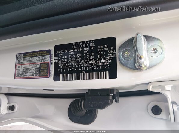 5XYRK4JF1RG304702 2024 KIA SORENTO White Widok komory silnika