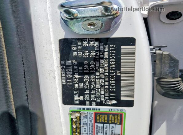 5XYRKDLF7MG057272 2021 KIA SORENTO White VIN sticker view