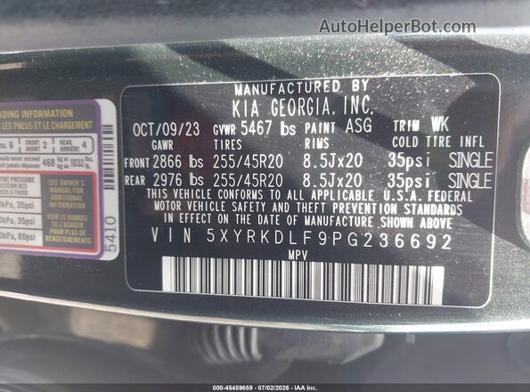 5XYRKDLF9PG236692 2023 KIA SORENTO Green Вид підкапотного простору
