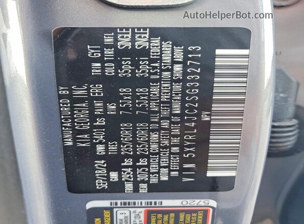 5XYRL4JC2SG332713 2025 KIA SORENTO Blue Вид наклейки з VIN-кодом
