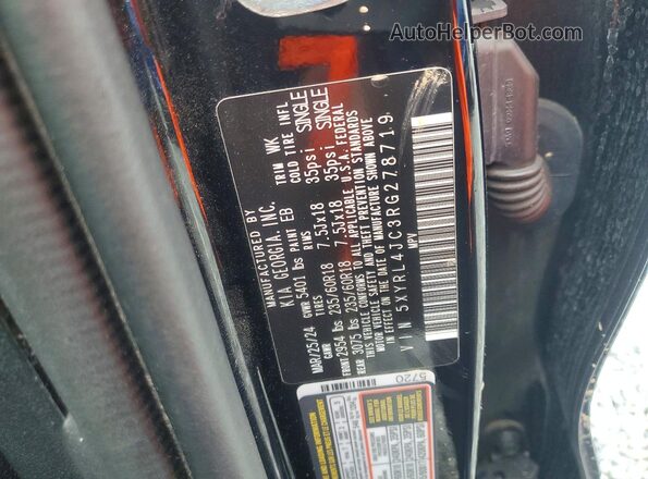 5XYRL4JC3RG278719 2024 KIA SORENTO Black VIN sticker view