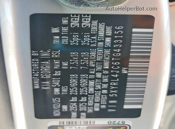 5XYRL4JC6TG433156 2026 KIA SORENTO Silver Widok komory silnika