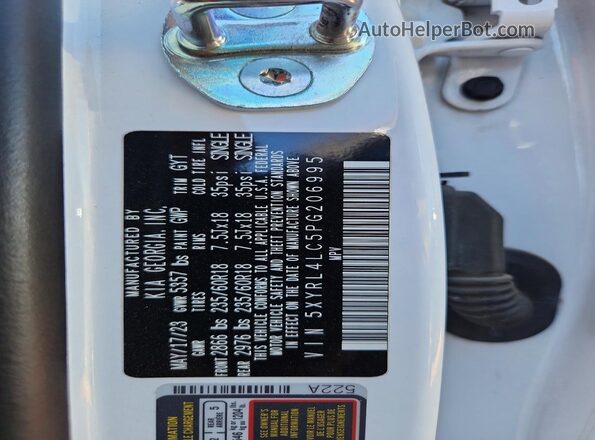 5XYRL4LC5PG206995 2023 KIA SORENTO Белый Панорамный вид салона 360°