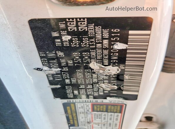 5XYRL4LC9MG071516 2021 KIA SORENTO White Widok naklejki z numerem VIN