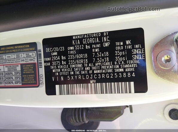 5XYRLDJC3RG253884 2024 KIA SORENTO White Widok komory silnika