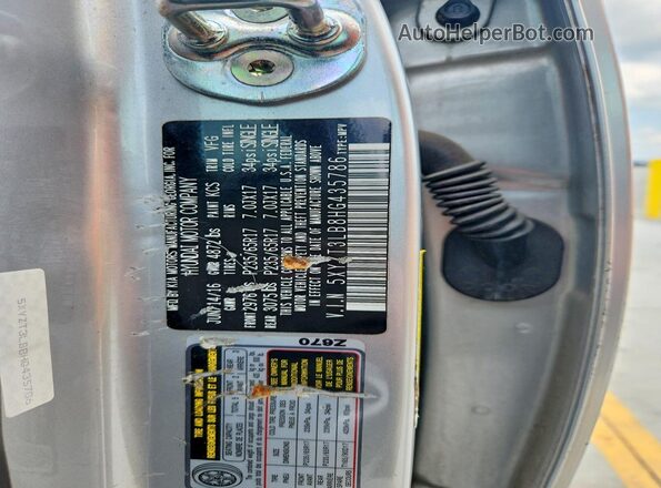 5XYZT3LB8HG435786 2017 HYUNDAI SANTA Silver Вид наклейки з VIN-кодом