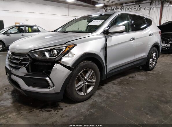5XYZT3LB9JG556963 2018 HYUNDAI SANTA FE SPORT Silver წინა მარცხენა ხედი სამი მეოთხედიდან