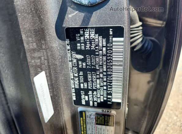 5XYZTDLB0JG532010 2018 HYUNDAI SANTA Gray Engine compartment view