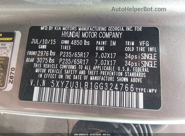 5XYZU3LB1GG324766 2016 HYUNDAI SANTA FE SPORT Silver Շարժիչի բաժամունքի տեսք