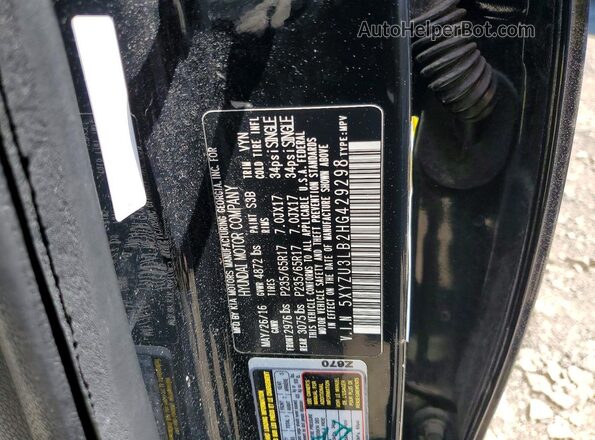 5XYZU3LB2HG429298 2017 HYUNDAI SANTA Black Vista de la etiqueta del VIN