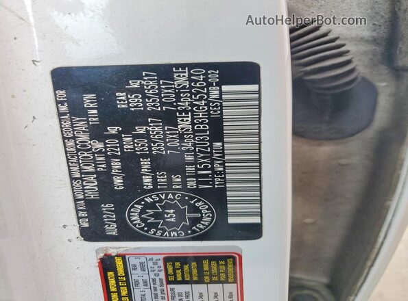 5XYZU3LB3HG452640 2017 HYUNDAI SANTA White VIN sticker view