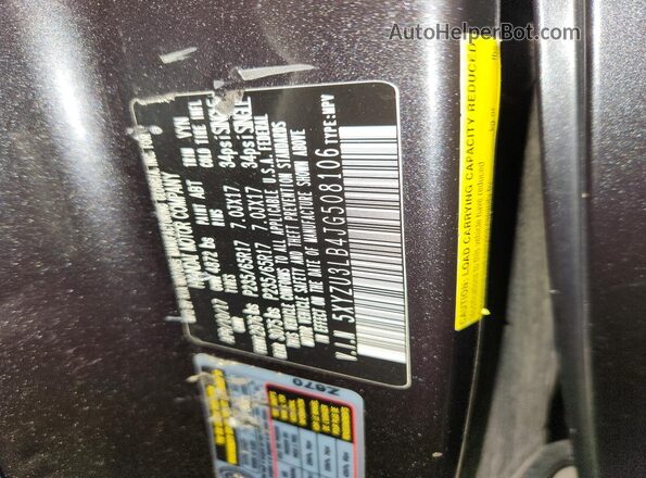 5XYZU3LB4JG508106 2018 HYUNDAI SANTA Charcoal Widok naklejki z numerem VIN