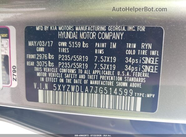 5XYZWDLA7JG514599 2018 HYUNDAI SANTA FE SPORT Silver Widok komory silnika