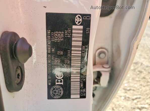 5YFB4MBE2NP113040 2022 TOYOTA COROLLA White ძრავის განყოფილების ხედი