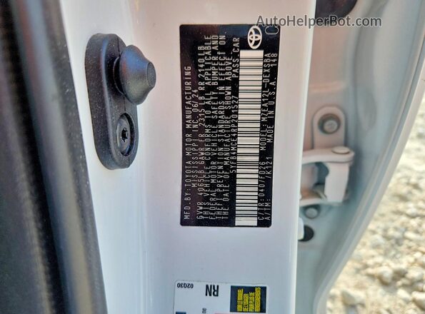 5YFB4MCE4RP201527 2024 TOYOTA COROLLA White Widok naklejki z numerem VIN
