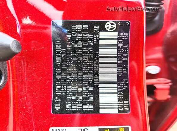 5YFB4MDE0SP257937 2025 TOYOTA COROLLA Красный Вид подкапотного пространства