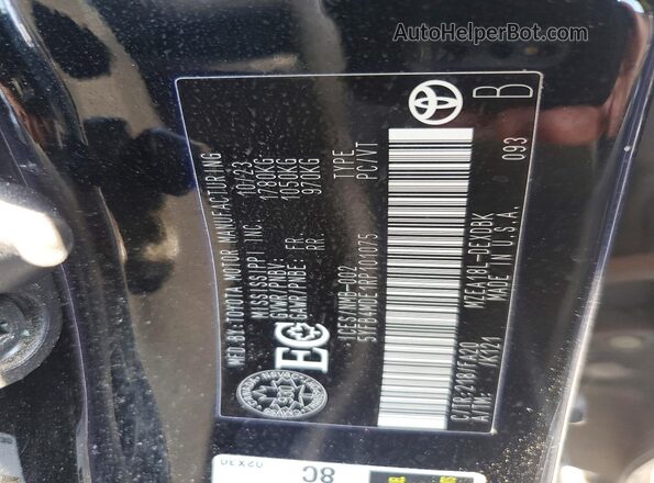 5YFB4MDE1RP101075 2024 TOYOTA COROLLA Black VIN կոդի պիտակի տեսք