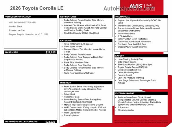 5YFB4MDE2TP383573 2026 TOYOTA COROLLA White Engine compartment view