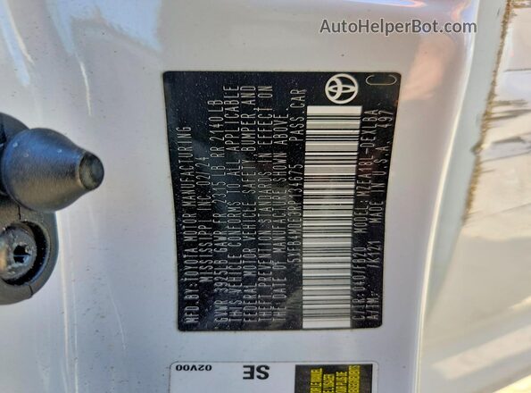 5YFB4MDE3RP134675 2024 TOYOTA COROLLA White VIN կոդի պիտակի տեսք