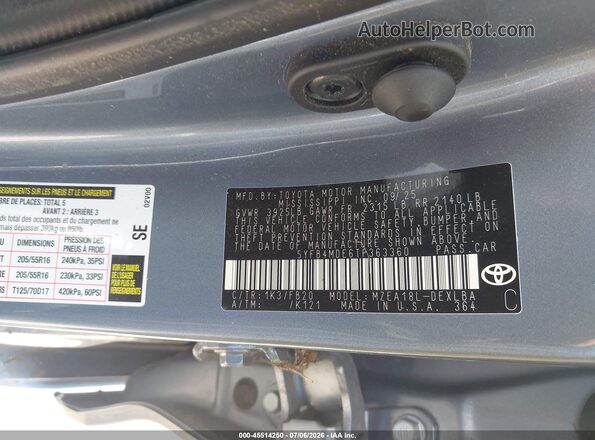 5YFB4MDE6TP363360 2026 TOYOTA COROLLA Blue Вид підкапотного простору