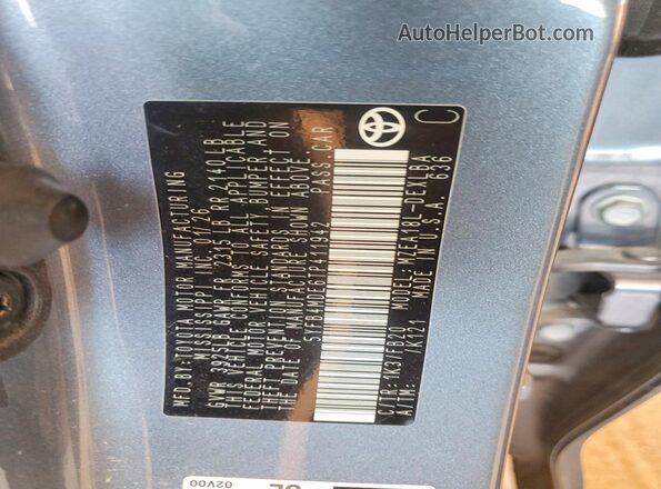 5YFB4MDE6TP411942 2026 TOYOTA COROLLA Gray VIN sticker view