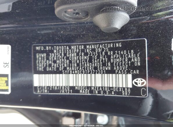 5YFB4MDE9TP372201 2026 TOYOTA COROLLA Black Widok komory silnika
