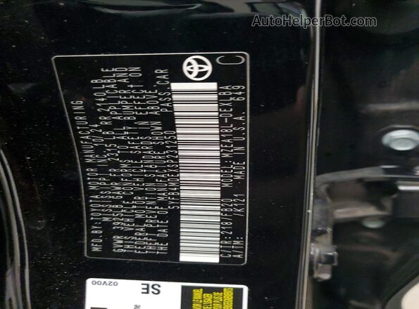 5YFB4MDEXSP231250 2025 TOYOTA COROLLA Black Вид наклейки з VIN-кодом