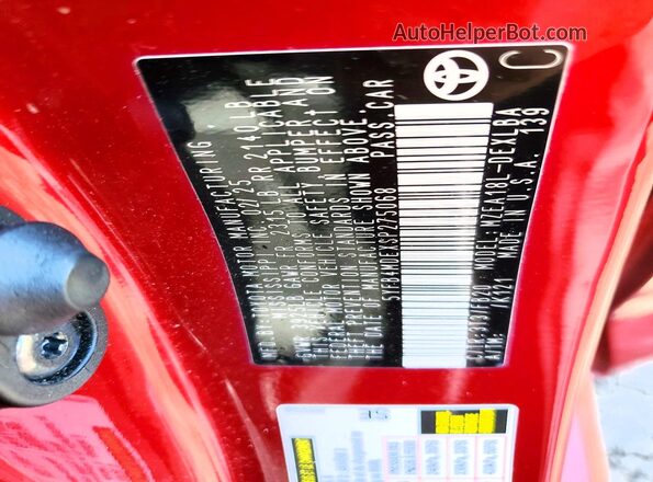 5YFB4MDEXSP275068 2025 TOYOTA COROLLA Красный Вид подкапотного пространства