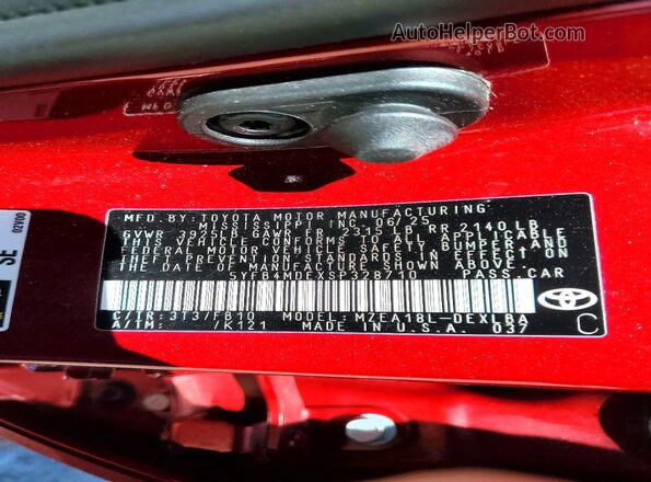 5YFB4MDEXSP328710 2025 TOYOTA COROLLA Red Widok komory silnika