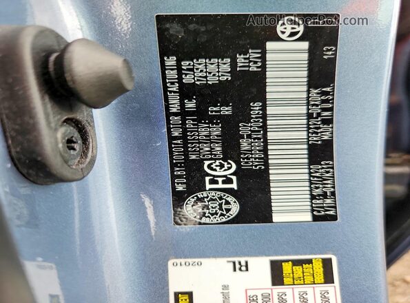 5YFBPRBEXLP031946 2020 TOYOTA COROLLA Blue Engine compartment view